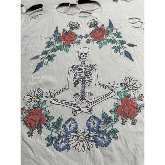 Electric Pink: Distressed Cropped Skeleton Tee - Picture 3 of 7